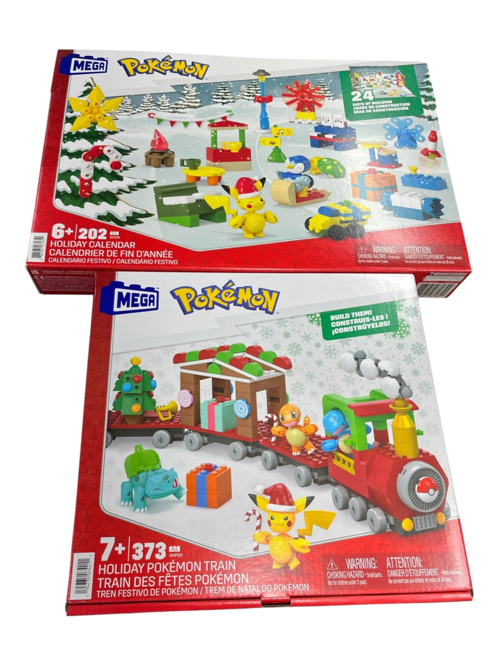 2 MEGA Construx Pokémon Building Toys Holiday Advent & Pokemon Holiday Train